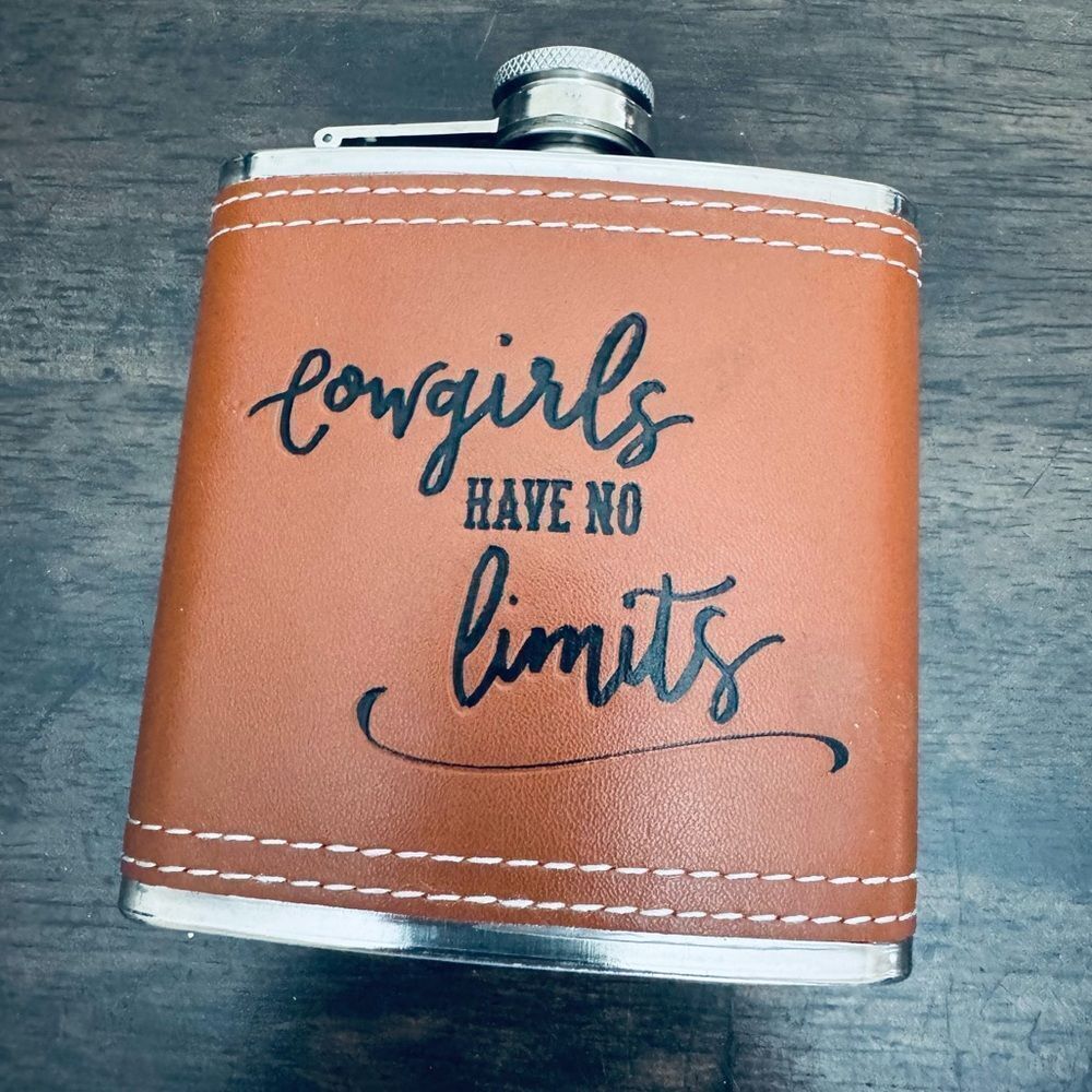 Cowgirl Leather Stainless Steel Western Design Flask